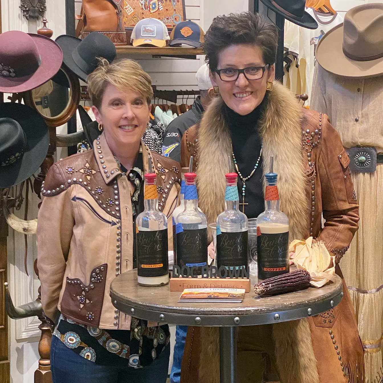 Paige Dockweiller and Amy Brown of Doc Brown Farm & Distillers with Bourbon Cream selection