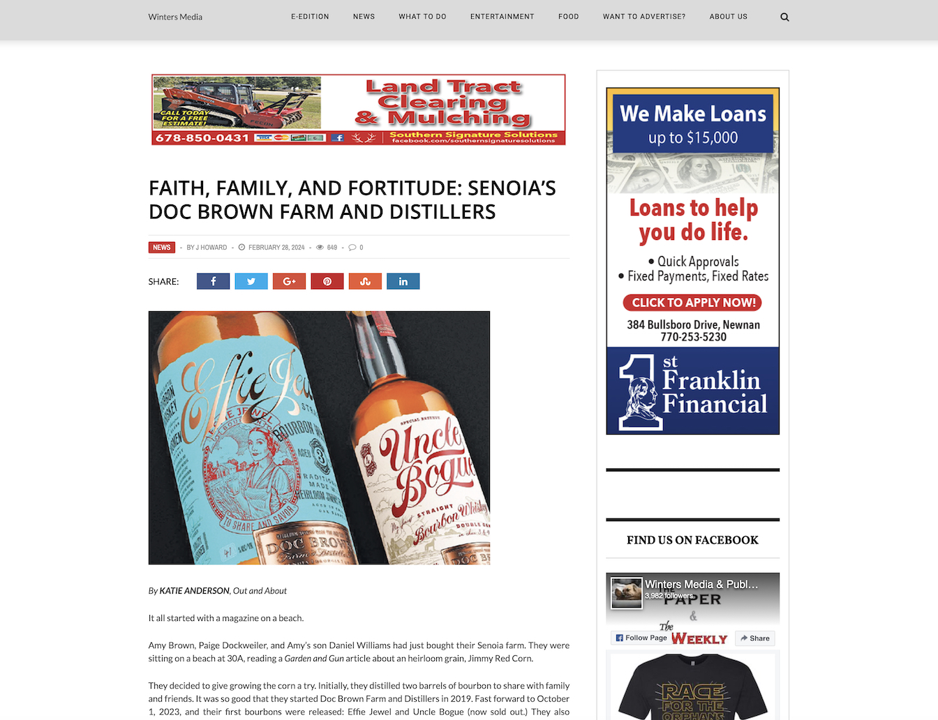 Doc Brown Farm & Distillers featured on the Winters Media website